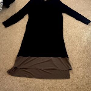 Elegant Black and Brown Layered Dress